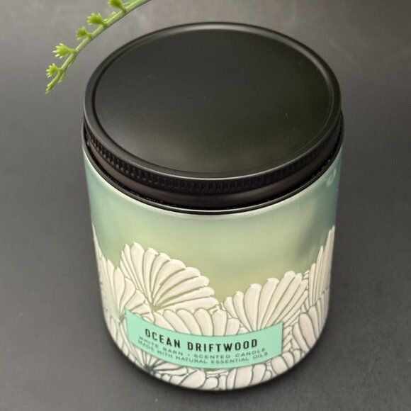 BBW Ocean Driftwood White Barn Bath & Body Works Mason Jar Single Wick Candle - Picture 4 of 10